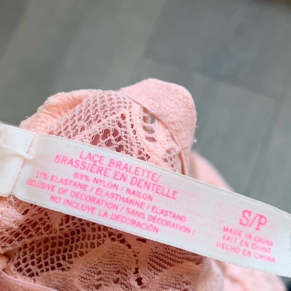 PINK Victoria's Secret Racer Back Lace Bralette Pink Size Small - Picture 5 of 6
